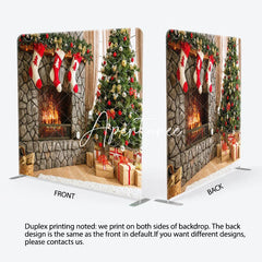 Aperturee - Aperturee Christmas Vibe Fireplace Socks Pillow Case Backdrop