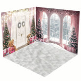 Aperturee - Aperturee Christmas Vibe Pink Window Scene Room Set Backdrop