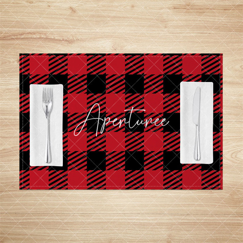 Aperturee - Aperturee Christmas Vibe Red Black Plaid Set Of 4 Placemats