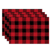 Aperturee - Aperturee Christmas Vibe Red Black Plaid Set Of 4 Placemats