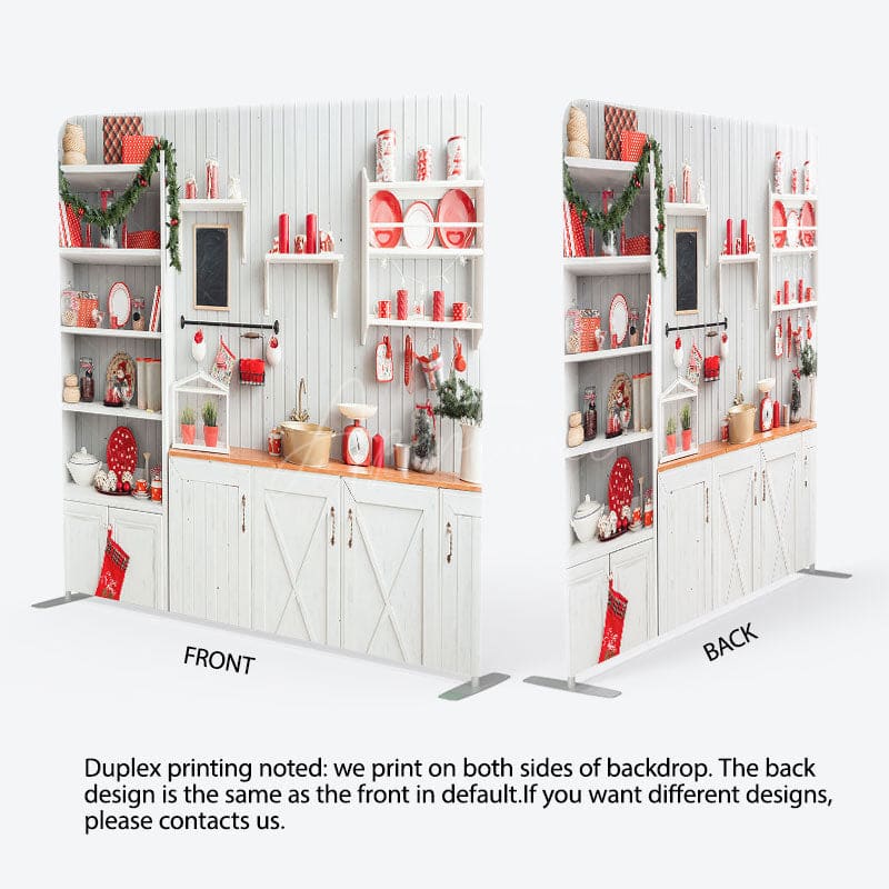 Aperturee - Aperturee Christmas Warm White Kitchen Square Tension Backdrop