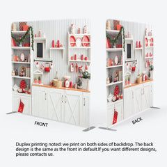 Aperturee - Aperturee Christmas Warm White Kitchen Square Tension Backdrop