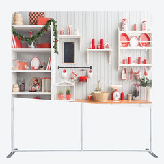 Aperturee - Aperturee Christmas Warm White Kitchen Square Tension Backdrop