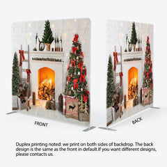 Aperturee - Aperturee Christmas White Fireplace Fabric Photo Booth Backdrop