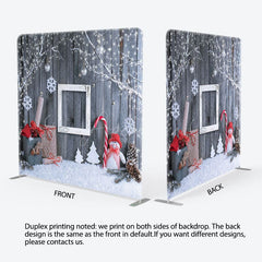 Aperturee - Aperturee Christmas Winter Grey Wood Square Tension Backdrop