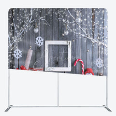 Aperturee - Aperturee Christmas Winter Grey Wood Square Tension Backdrop