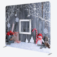 Aperturee - Aperturee Christmas Winter Grey Wood Square Tension Backdrop