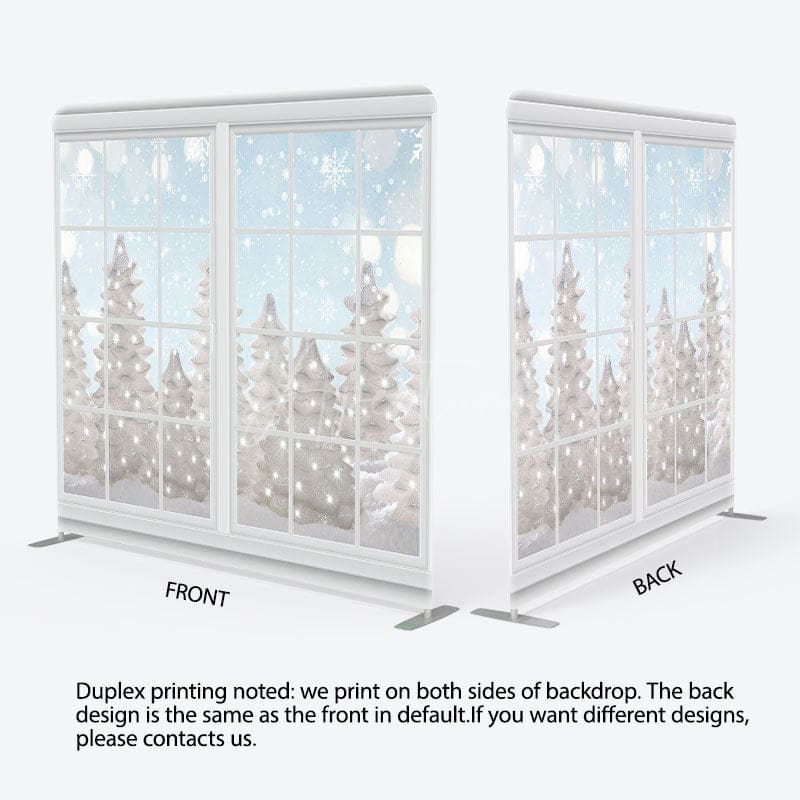 Aperturee - Aperturee Christmas Winter Window Snow Square Tension Backdrop