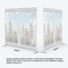 Aperturee - Aperturee Christmas Winter Window Snow Square Tension Backdrop