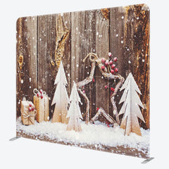 Aperturee - Aperturee Christmas Winter Wooden Photo Booth Fabric Backdrop