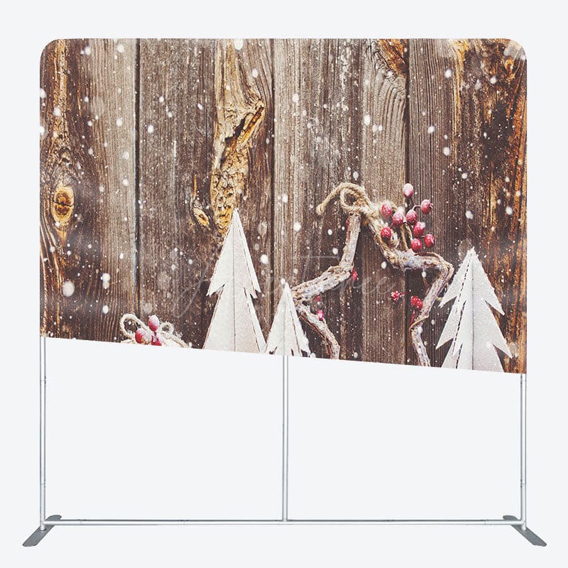 Aperturee - Aperturee Christmas Winter Wooden Photo Booth Fabric Backdrop