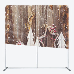 Aperturee - Aperturee Christmas Winter Wooden Photo Booth Fabric Backdrop