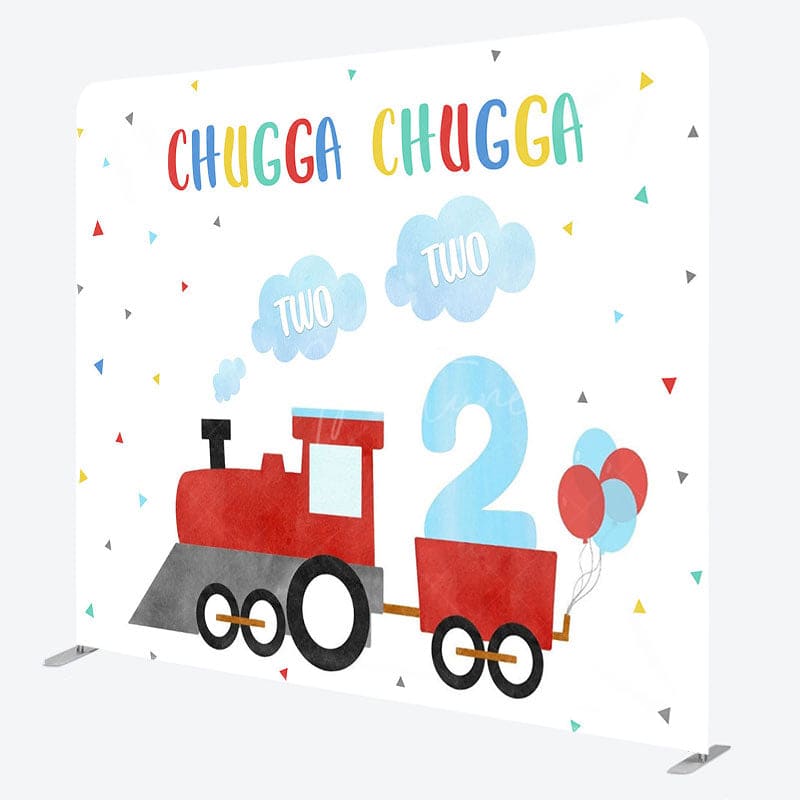 Aperturee - Aperturee Chugga Chugga Red Truck 2nd Birthday Square Backdrop