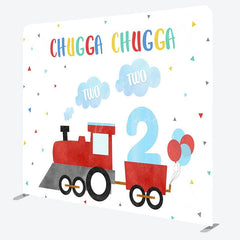 Aperturee - Aperturee Chugga Chugga Red Truck 2nd Birthday Square Backdrop