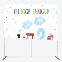 Aperturee - Aperturee Chugga Chugga Red Truck 2nd Birthday Square Backdrop