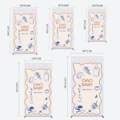 Aperturee - Aperturee Ciao Baby Blue Stripe Gender Reveal Rectangle Backdrop