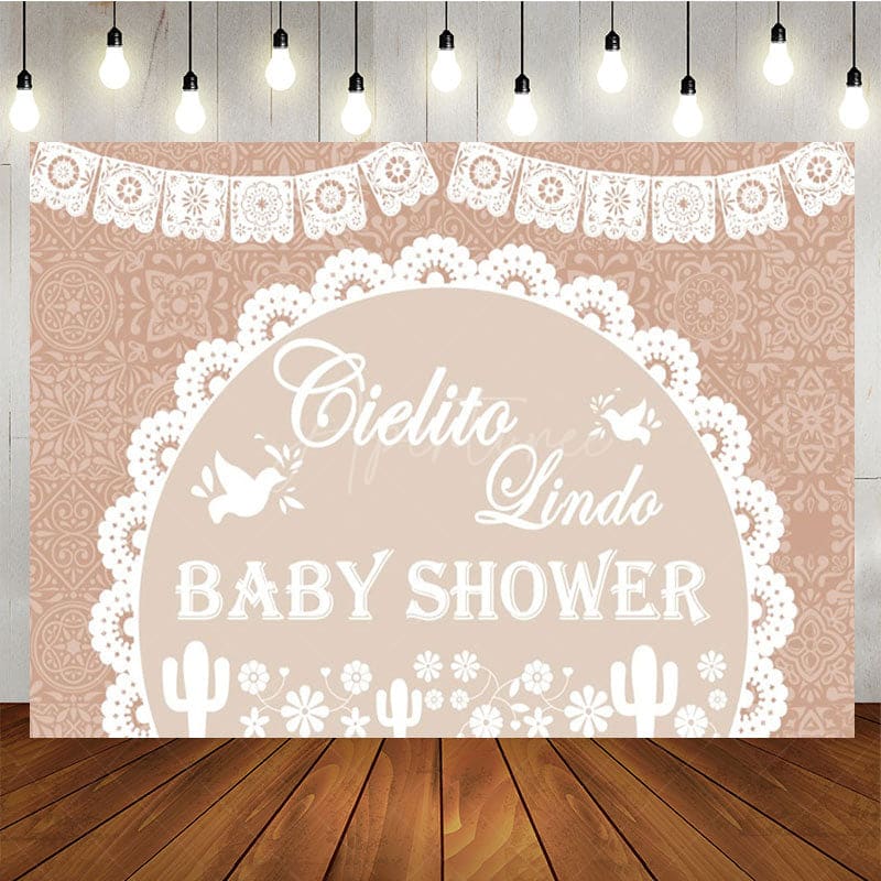 Aperturee - Aperturee Cielito Lindo Dove Mexico Theme Baby Shower Backdrop