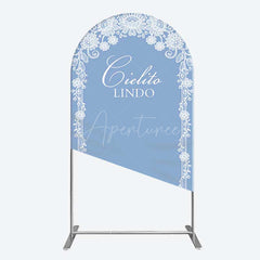 Aperturee Aperturee Cielito Lindo Floral Blue Bridal Shower Arch Backdrop