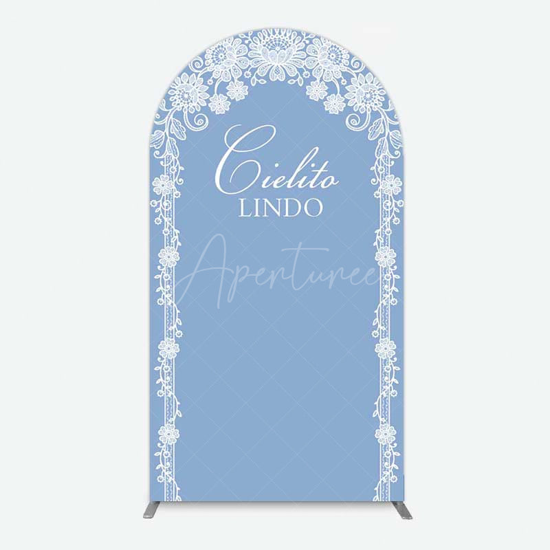 Aperturee Aperturee Cielito Lindo Floral Blue Bridal Shower Arch Backdrop