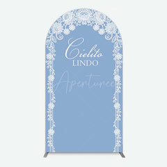 Aperturee Aperturee Cielito Lindo Floral Blue Bridal Shower Arch Backdrop