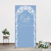 Aperturee Aperturee Cielito Lindo Floral Blue Bridal Shower Rectangle Backdrop
