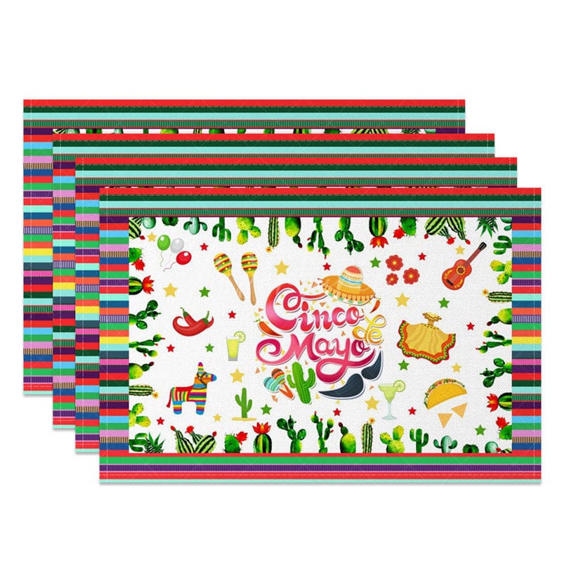Aperturee - Aperturee Cinco De Mayo Mexican Colorful Set of 4 Placemats
