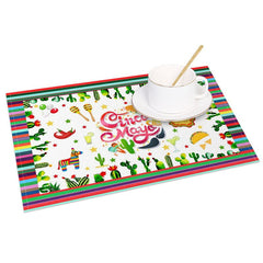Aperturee - Aperturee Cinco De Mayo Mexican Colorful Set of 4 Placemats