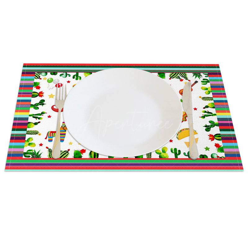Aperturee - Aperturee Cinco De Mayo Mexican Colorful Set of 4 Placemats