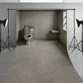Aperturee - Aperturee Cinder Block Jail Cell Sweep Backdrop Prison Room with Barred Window for Gritty Themed Photo Shoots