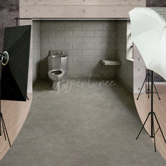 Aperturee - Aperturee Cinder Block Jail Cell Sweep Backdrop Prison Room with Barred Window for Gritty Themed Photo Shoots