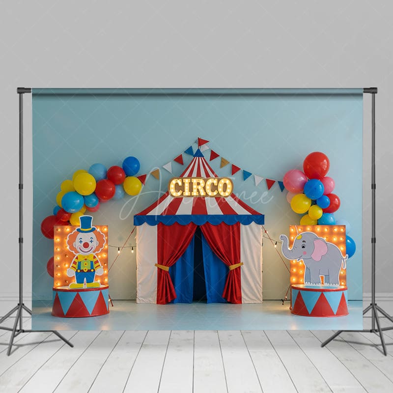 Aperturee - Aperturee Circus Balloon Flags With Stage Cake Smash Backdrop