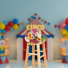 Aperturee - Aperturee Circus Balloon Flags With Stage Cake Smash Backdrop