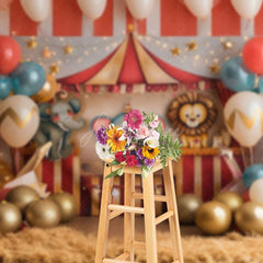 Aperturee - Aperturee Circus Balloon Star Cake Smash Photography Backdrop