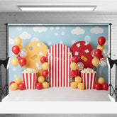 Aperturee - Aperturee Circus Cinema Popcorn Photography Backdrop Carnival Theme Birthday Party Banner
