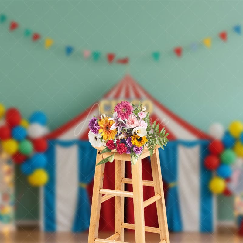 Aperturee - Aperturee Circus Fresh Colors Birthday Cake Smash Backdrop