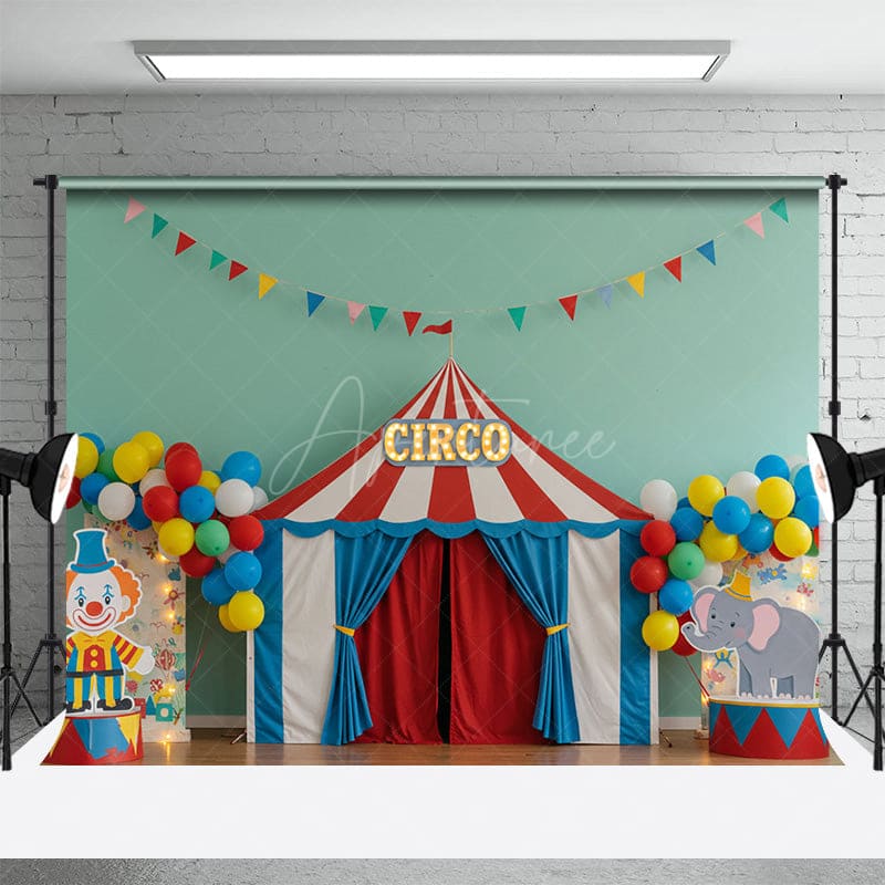 Aperturee - Aperturee Circus Fresh Colors Birthday Cake Smash Backdrop