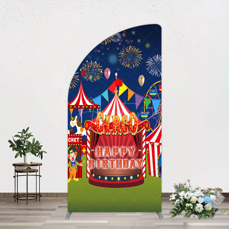 Aperturee - Aperturee Circus Nights Sweet Birthday Party Half Moon Arch Backdrop