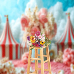 Aperturee - Aperturee Circus Popcorn Sweet Birthday Cake Smash Backdrop