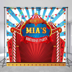 Aperturee - Aperturee Circus Stage Cartoon Custom Birthday Backdrop For Kid