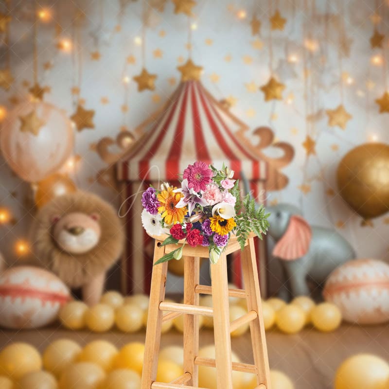 Aperturee - Aperturee Circus Star Lights Photography Cake Smash Backdrop