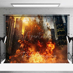 Aperturee - Aperturee City Explosion Fine Art Photography Backdrop Action Movie Destruction Fire Photo Background Superhero Battle Prop
