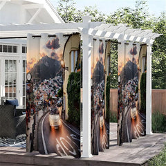 Aperturee - Aperturee City View Sunset Waterproof Printed Outdoor Curtains