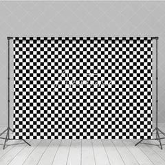 Aperturee - Aperturee Classic Black and White Checkerboard Geometric Pattern Photography Backdrop Bold Racing Retro Party Event Decor