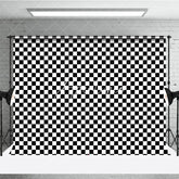 Aperturee - Aperturee Classic Black and White Checkerboard Geometric Pattern Photography Backdrop Bold Racing Retro Party Event Decor