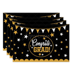 Aperturee - Aperturee Classic Black Gold Graduation Set of 4 Placemats