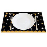 Aperturee - Aperturee Classic Black Gold Graduation Set of 4 Placemats
