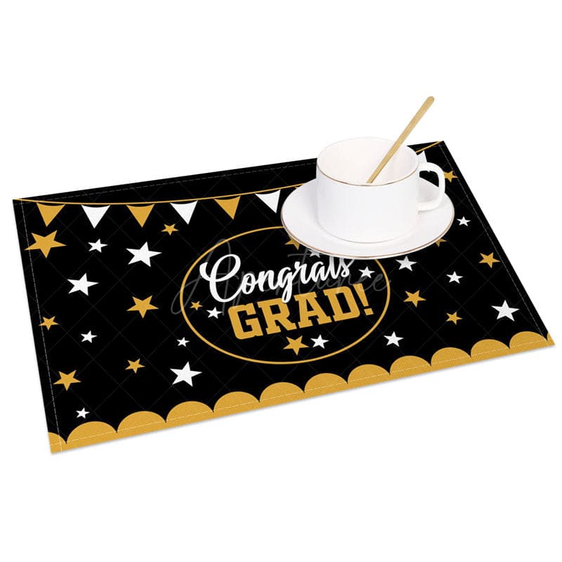 Aperturee - Aperturee Classic Black Gold Graduation Set of 4 Placemats