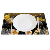 Aperturee - Aperturee Classic Black Gold Happy Birthday Set of 4 Placemats