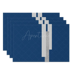 Aperturee - Aperturee Classic Blue and Grey Abstract Placemats Set of 4 Modern Art Design for Kitchen and Dining Room Table