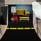 Aperturee - Aperturee Classic Bus Stop Back To School Photo Sweep Backdrop